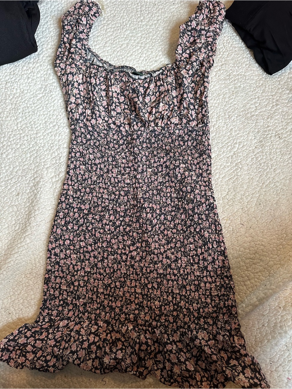 Pink Floral Smocked Midi Dress